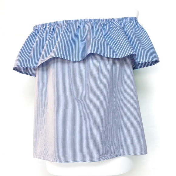 Lucky Brand Tops - Lucky Brand Pinstripe Off-the-Shoulder Blouse  NWT